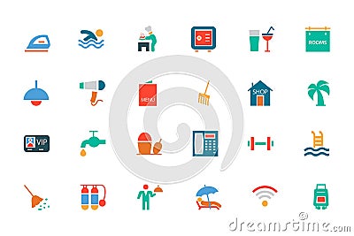 Hotel and Restaurant Colored Vector Icons 2 Stock Photo