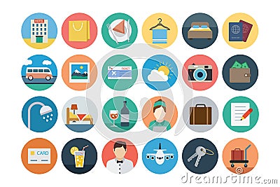 Hotel and Restaurant Flat Colored Icons 1 Stock Photo