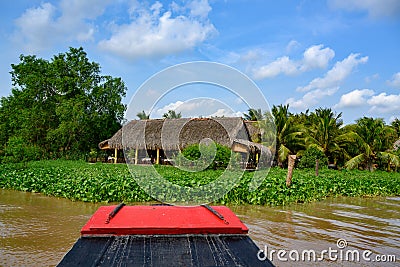 Beautiful Vietnamese restaurant located at tributary river of Mekong River, near Ho Chi Minh City, Vietnam Stock Photo