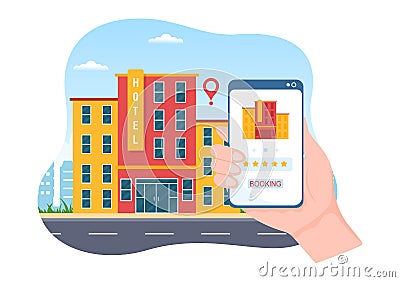 Hotel Review with Rating Service, User Satisfaction to Rated Customer, Product or Experience in Cartoon Hand Drawn Illustration Vector Illustration