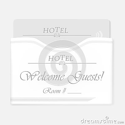 Hotel RFID key card inside white keycard sleeve holder, template Vector Illustration