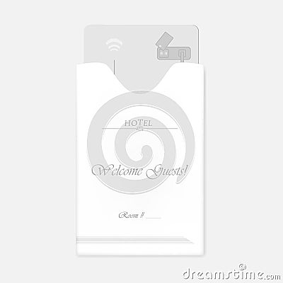 Hotel RFID key card inside white keycard sleeve holder, template Vector Illustration