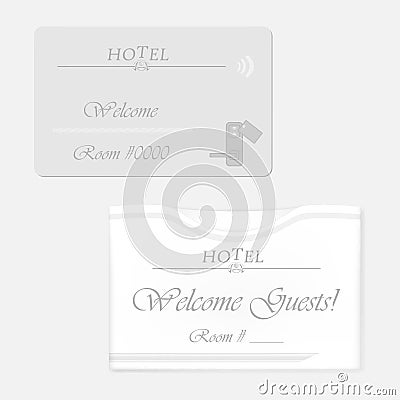 Hotel RFID key card with keycard sleeve holder, vector template Vector Illustration