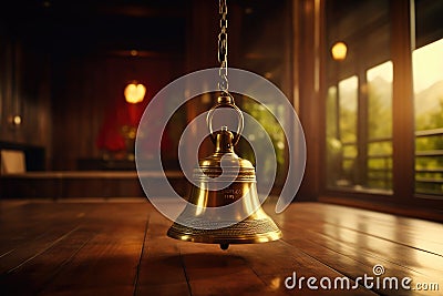 Hotel ring bell on counter desk at front reception Stock Photo