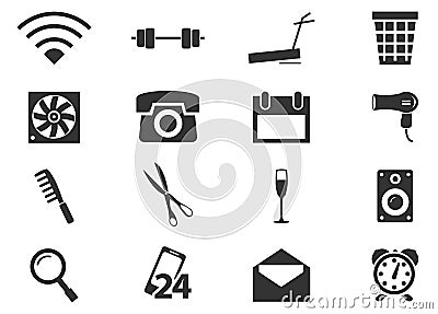 Hotel room icons set Vector Illustration