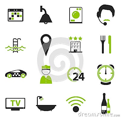 Hotel room icons set Stock Photo