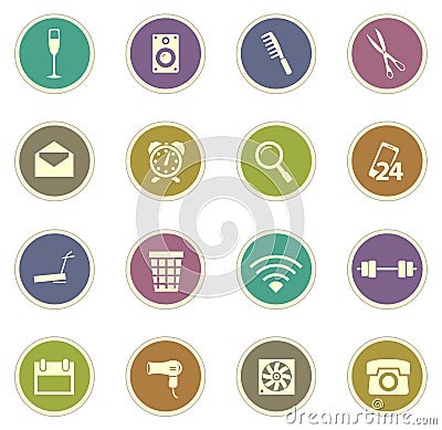 Hotel room icons set Vector Illustration