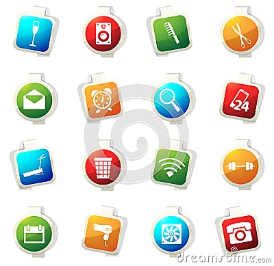 Hotel room icons set Vector Illustration