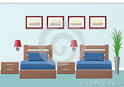 Hotel room interior. Vector illustration. Vector Illustration