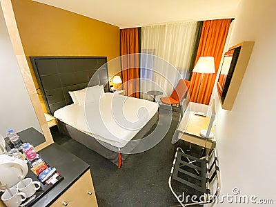 Hotel room, modern aesthetic look Editorial Stock Photo