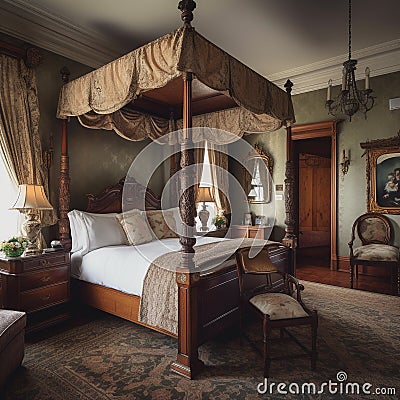 Hotel room with ornate details Stock Photo