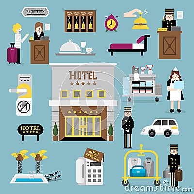 Hotel service set A Vector Illustration