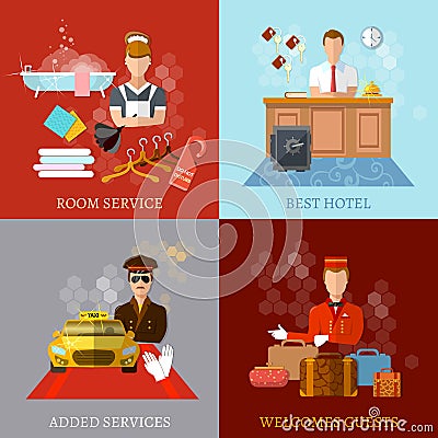 Hotel service set Vector Illustration