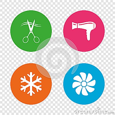 Hotel services icon. Air conditioning, Hairdryer. Vector Illustration