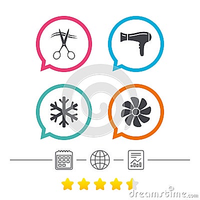 Hotel services icon. Air conditioning, Hairdryer. Vector Illustration