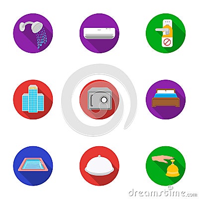 Hotel set icons in flat style. Big collection of hotel vector symbol stock illustration Vector Illustration