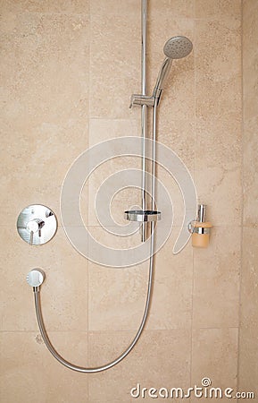 Hotel shower and soap interior closeup Stock Photo