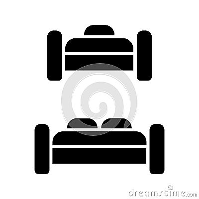 Hotel single and double room vector icon. Vector Illustration