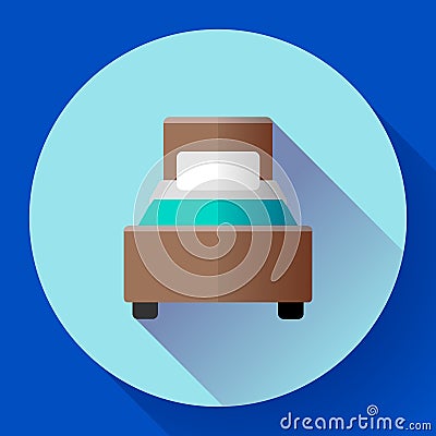 Hotel single room Bed icon flat style Vector Illustration