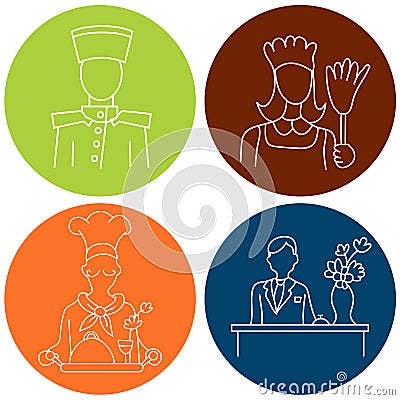 Hotel Staff Icons Vector Illustration