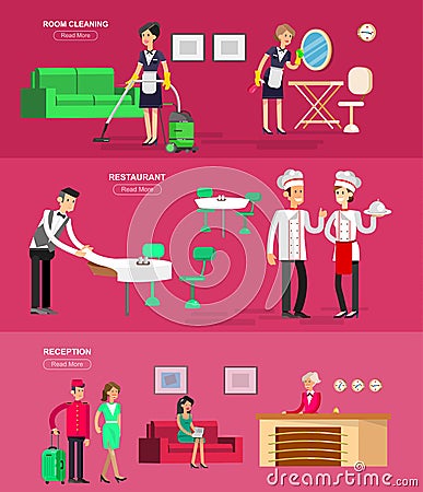 Hotel staff and service Vector Illustration