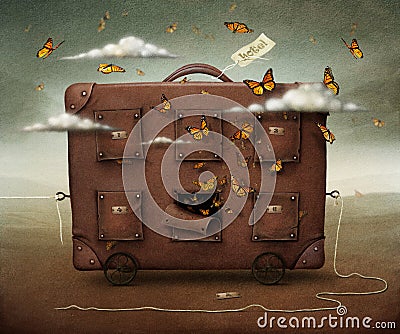 Hotel Suitcase Cartoon Illustration