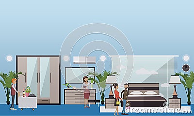 Hotel suite vector illustration in flat style Vector Illustration