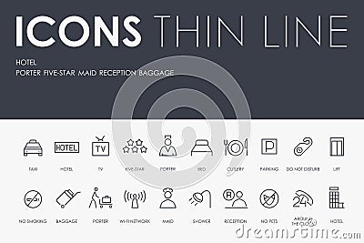 HOTEL Thin Line Icons Vector Illustration