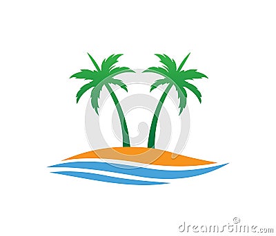 Hotel tourism holiday summer beach coconut palm tree vector logo design Vector Illustration