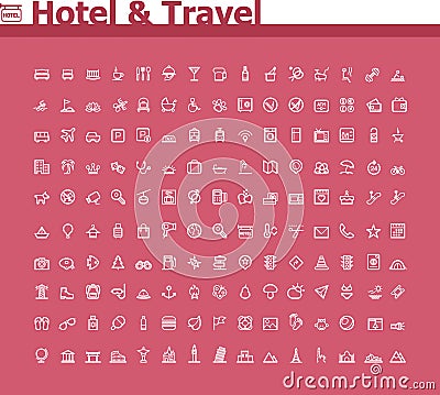 Hotel and travel icon set Vector Illustration