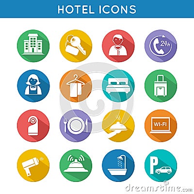 Hotel Travel Icons Set Vector Illustration