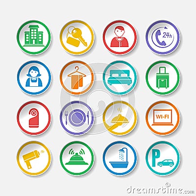 Hotel travel stickers Vector Illustration