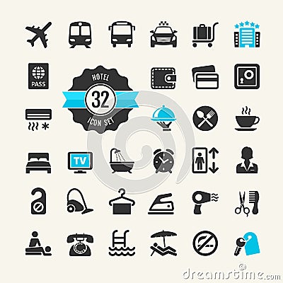 Hotel web icon set Vector Illustration