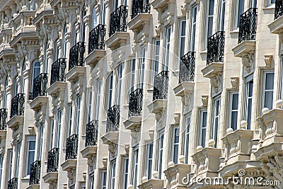 Hotel windows in Cannes Stock Photo