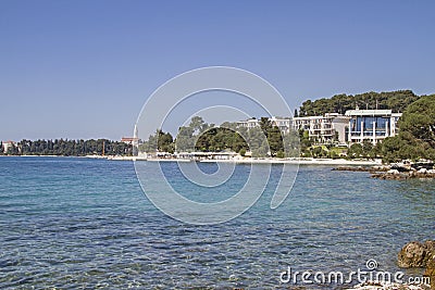 Hotel on Zlatni rt coast Stock Photo