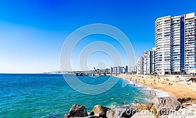 Hotels on the beach in Vina del Mar, Chile Editorial Stock Photo