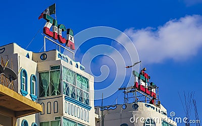 Hotels buildings houses in tropical paradise in Puerto Escondido Mexico Editorial Stock Photo