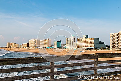 Hotels Line Virginia Beach Oceanfront As Seen From Fishing Pier Editorial Stock Photo