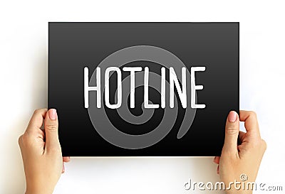 Hotline text quote on card, concept background Stock Photo