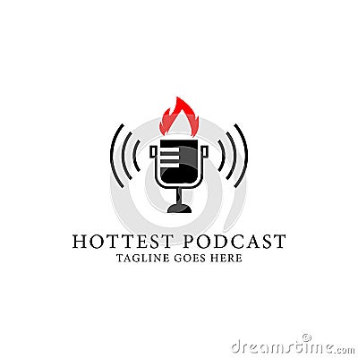 Hottest podcast show logo design, podcast radio logo template Vector Vector Illustration