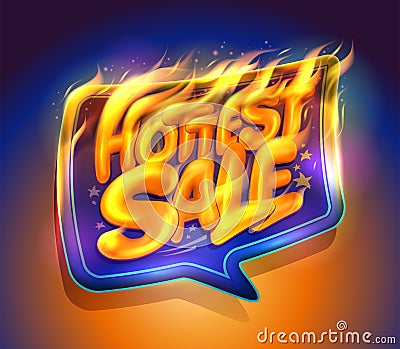 Hottest sale banner mockup with golden lettering Vector Illustration