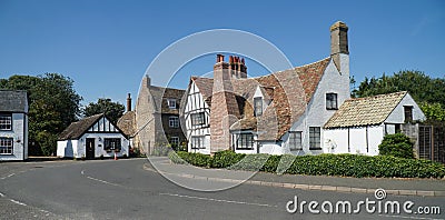 Old houses in the village of Houghton in Cambridgeshire. Editorial Stock Photo