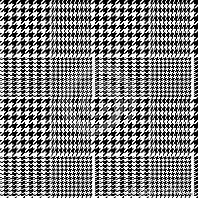 Houndstooth geometric plaid seamless pattern in black and white, vector Vector Illustration