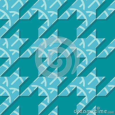 Houndstooth Seamless Vector Pattern in Turquoise Colors Vector Illustration