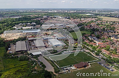 Hounslow Sports Club and Heathrow International Trading Estate - aerial view Stock Photo