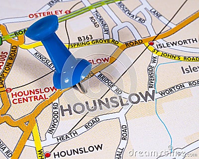 Hounslow on a UK Map Editorial Stock Photo