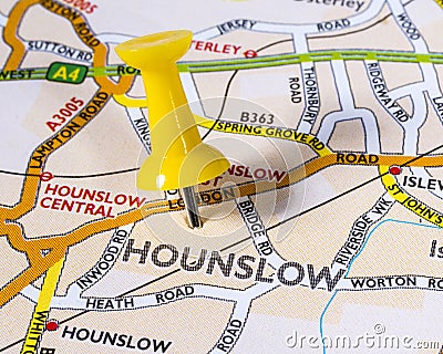 Hounslow on a UK Map Editorial Stock Photo