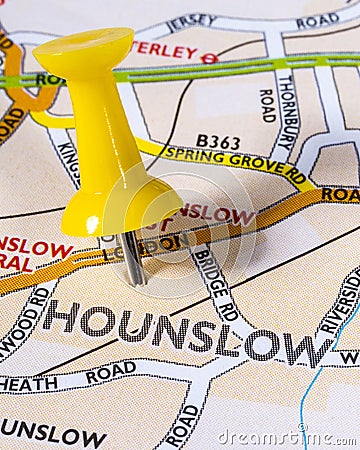 Hounslow on a UK Map Editorial Stock Photo
