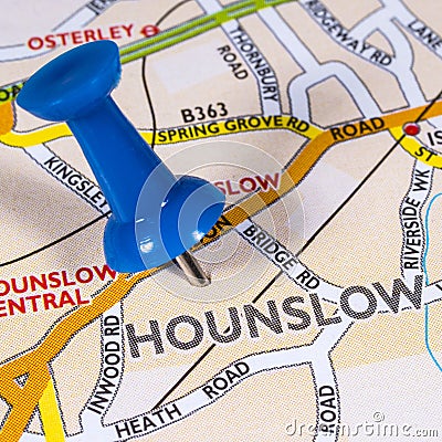 Hounslow on a UK Map Editorial Stock Photo