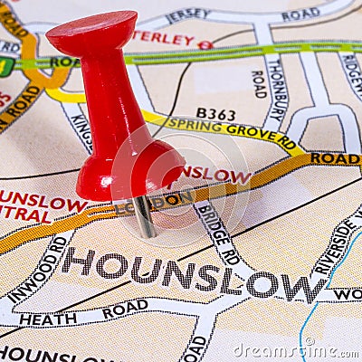 Hounslow on a UK Map Stock Photo